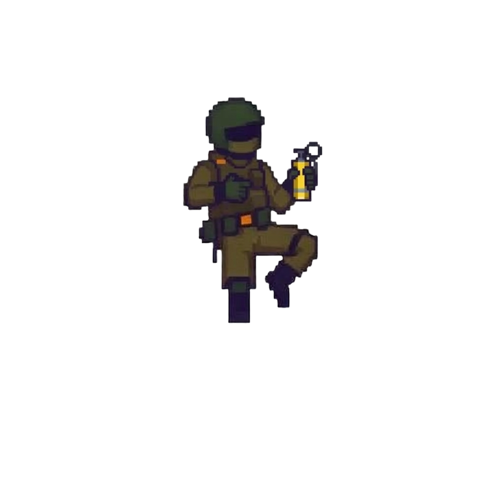 Pixel art counter-terrorist bunny hopping with a flashbang